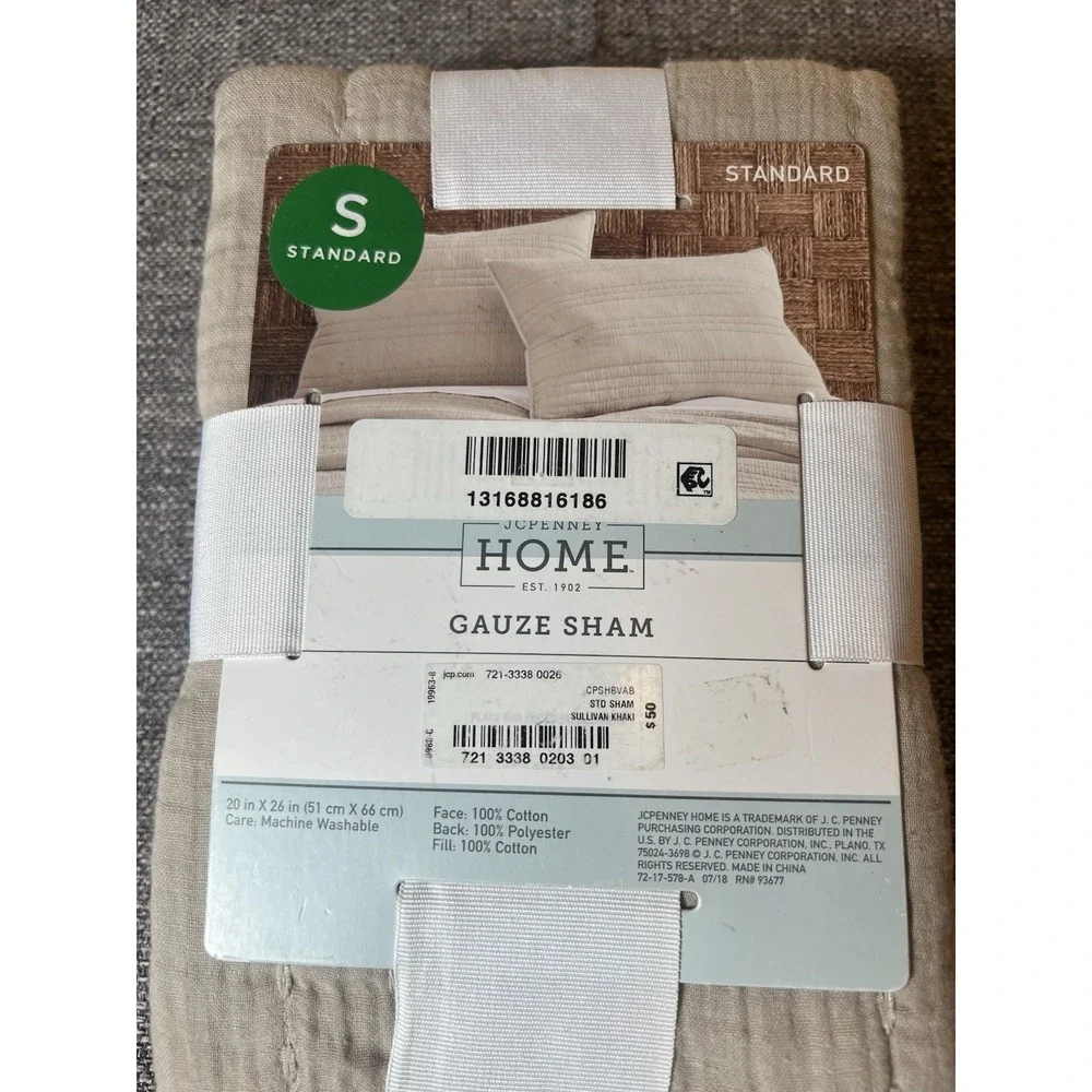 Set Of 1 Emma Shams JCPenney Home‎ Stone Sullivan Khaki Standard  20inx26in